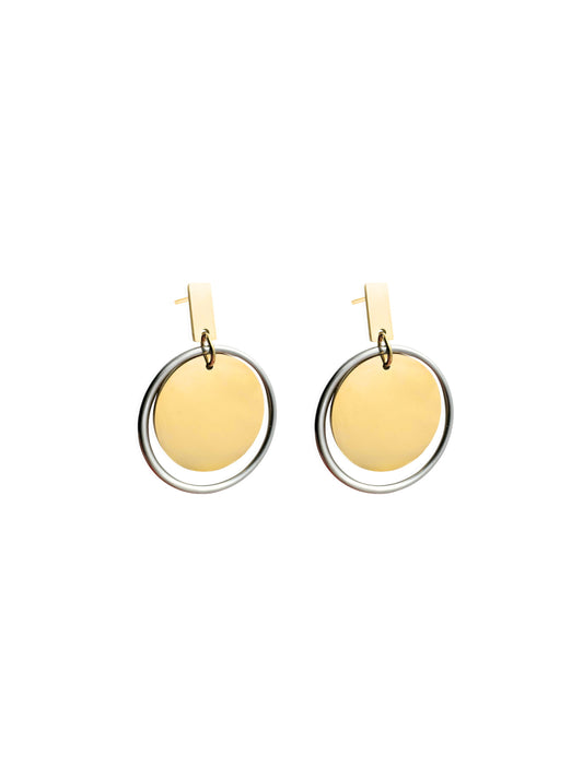 Gold and silver steel earrings