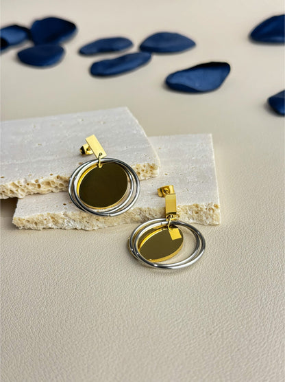 Gold and silver steel earrings