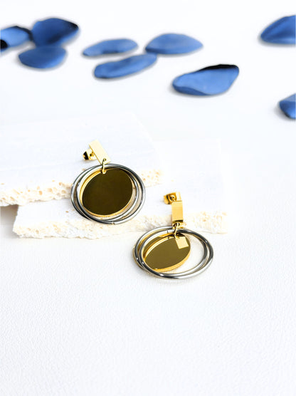 Gold and silver steel earrings