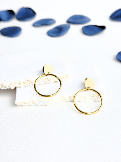 Golden steel earrings