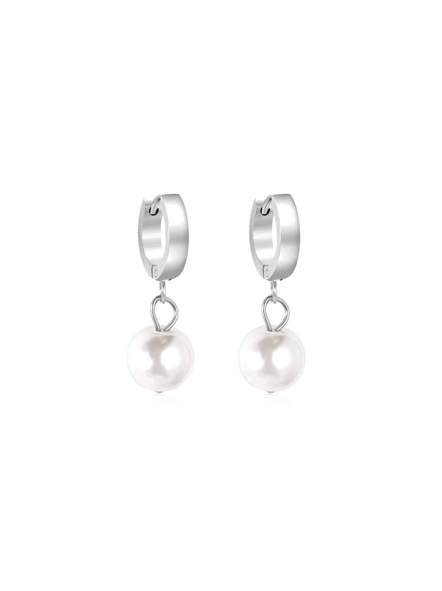 Pearl silver steel hoops