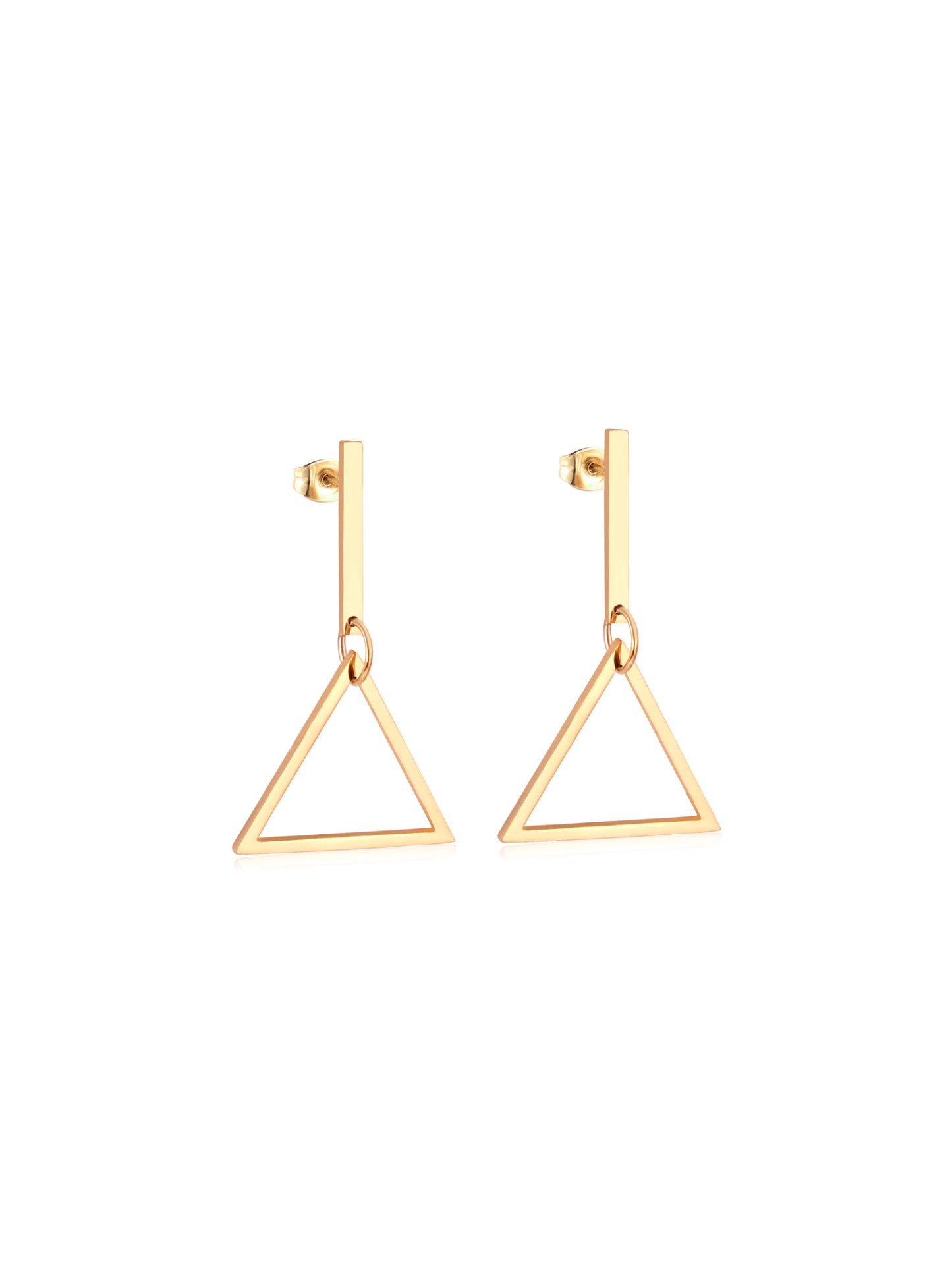 Triangle gold steel earrings