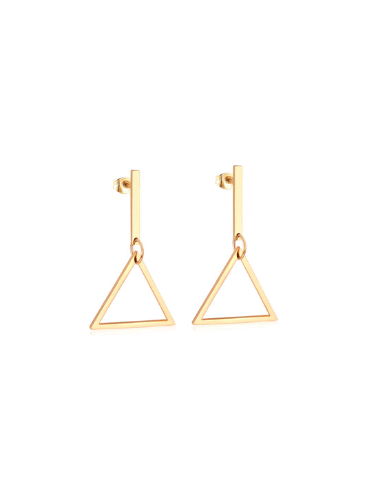 Triangle gold steel earrings