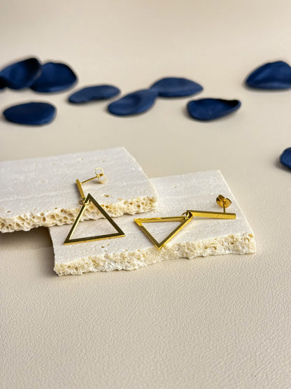 Triangle gold steel earrings