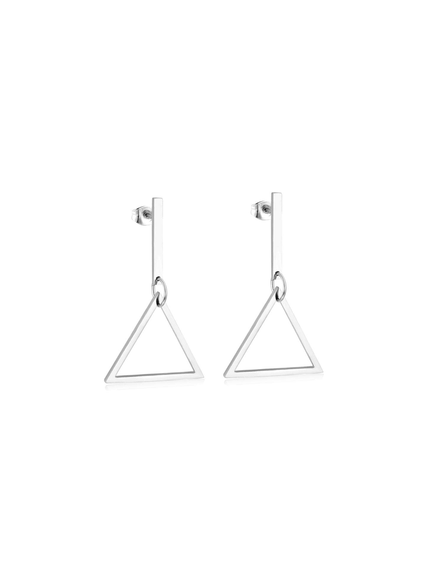 Triangle silver steel earrings