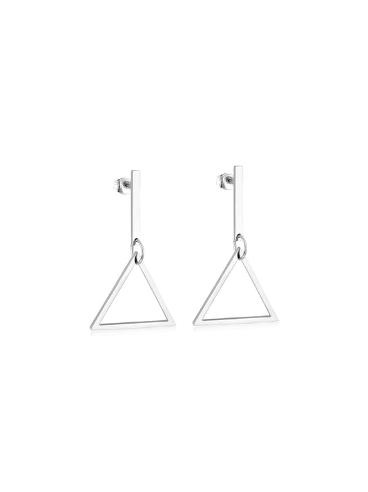 Triangle silver steel earrings