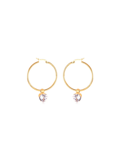 Crystal gold steel hoops