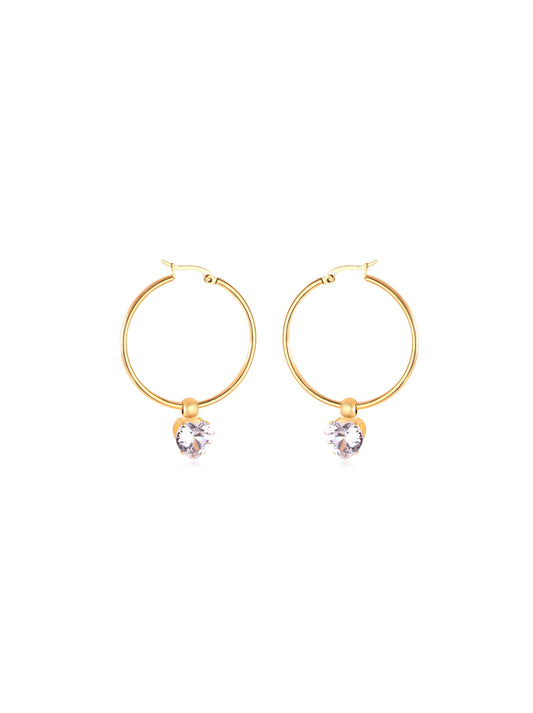 Crystal gold steel hoops