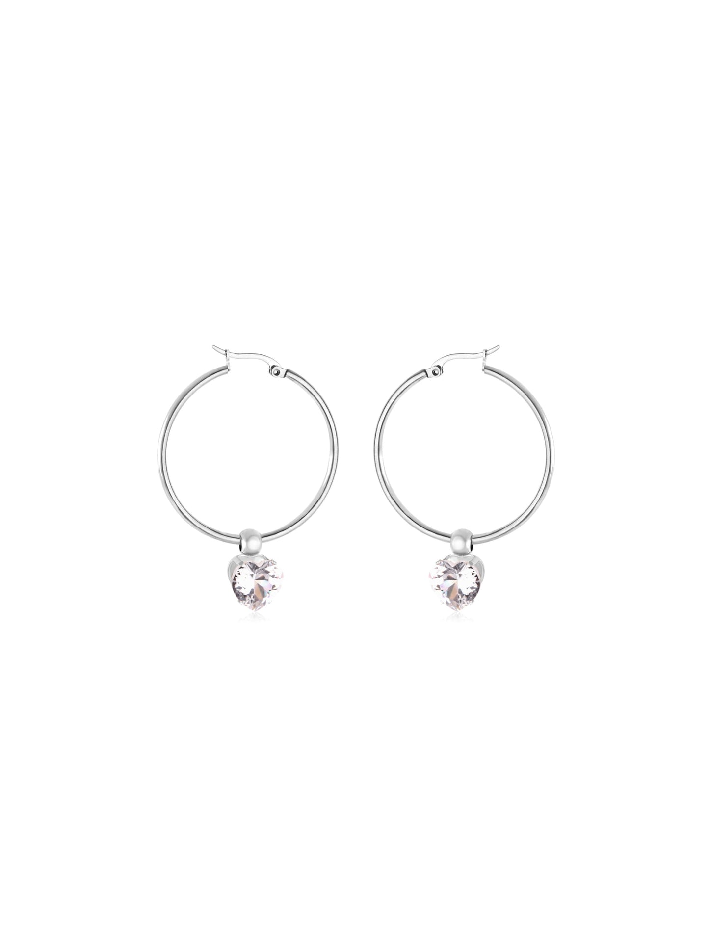 Crystal silver steel hoops