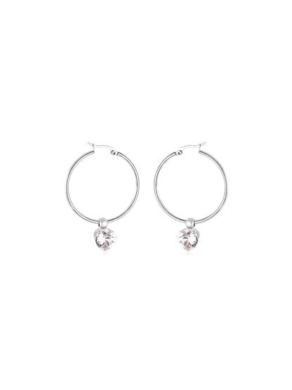 Crystal silver steel hoops