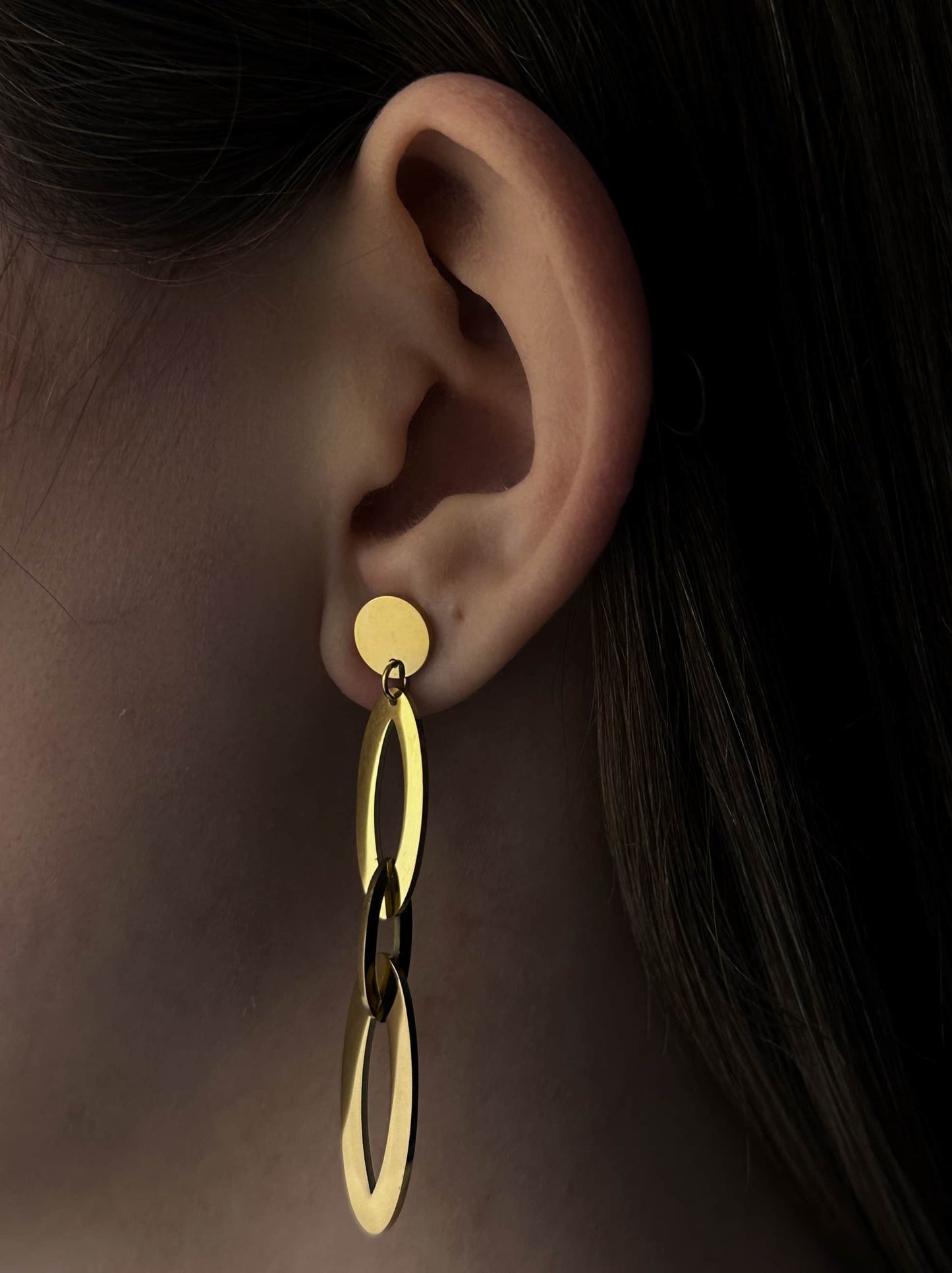 Golden steel earrings