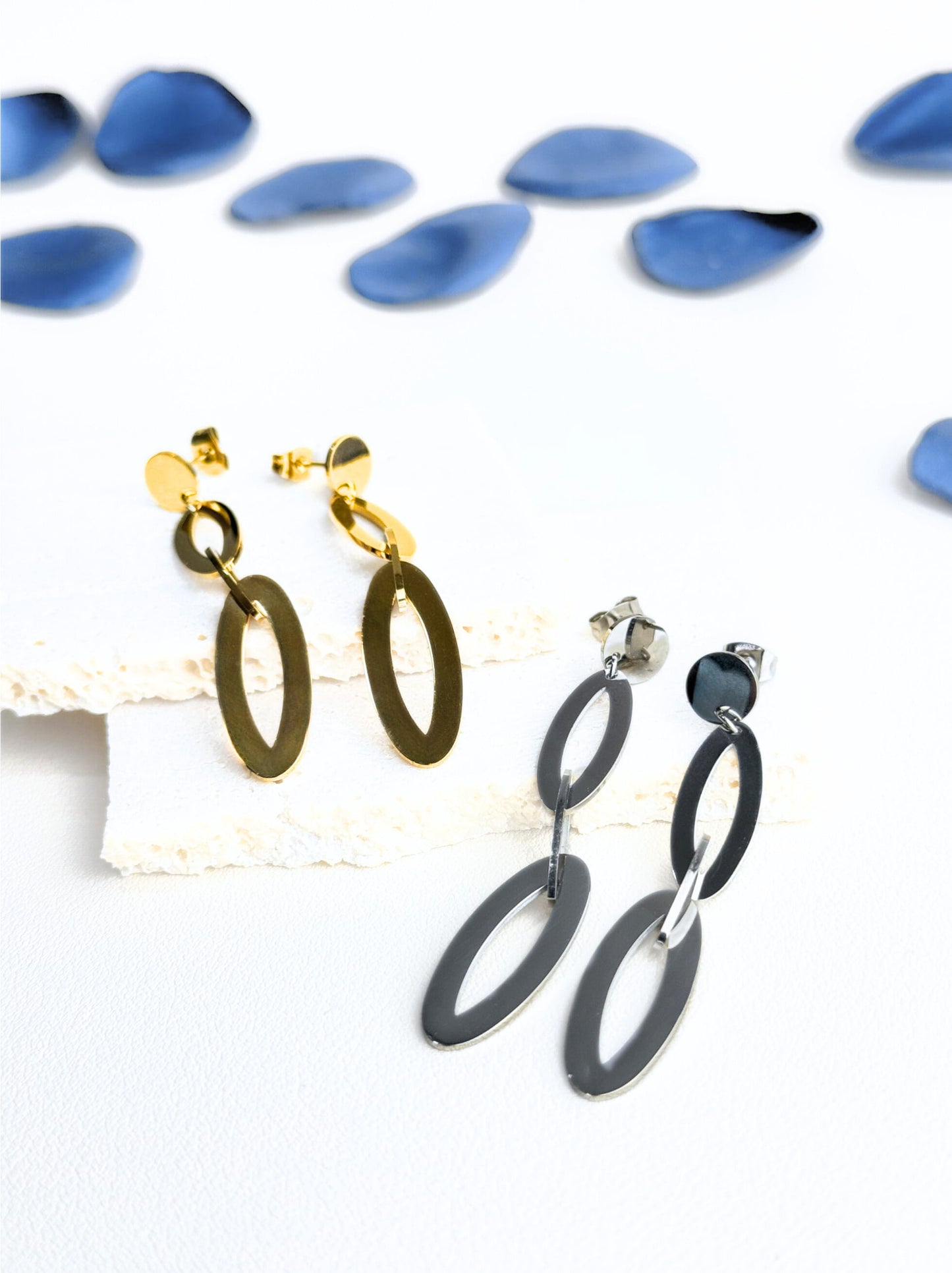 Golden steel earrings