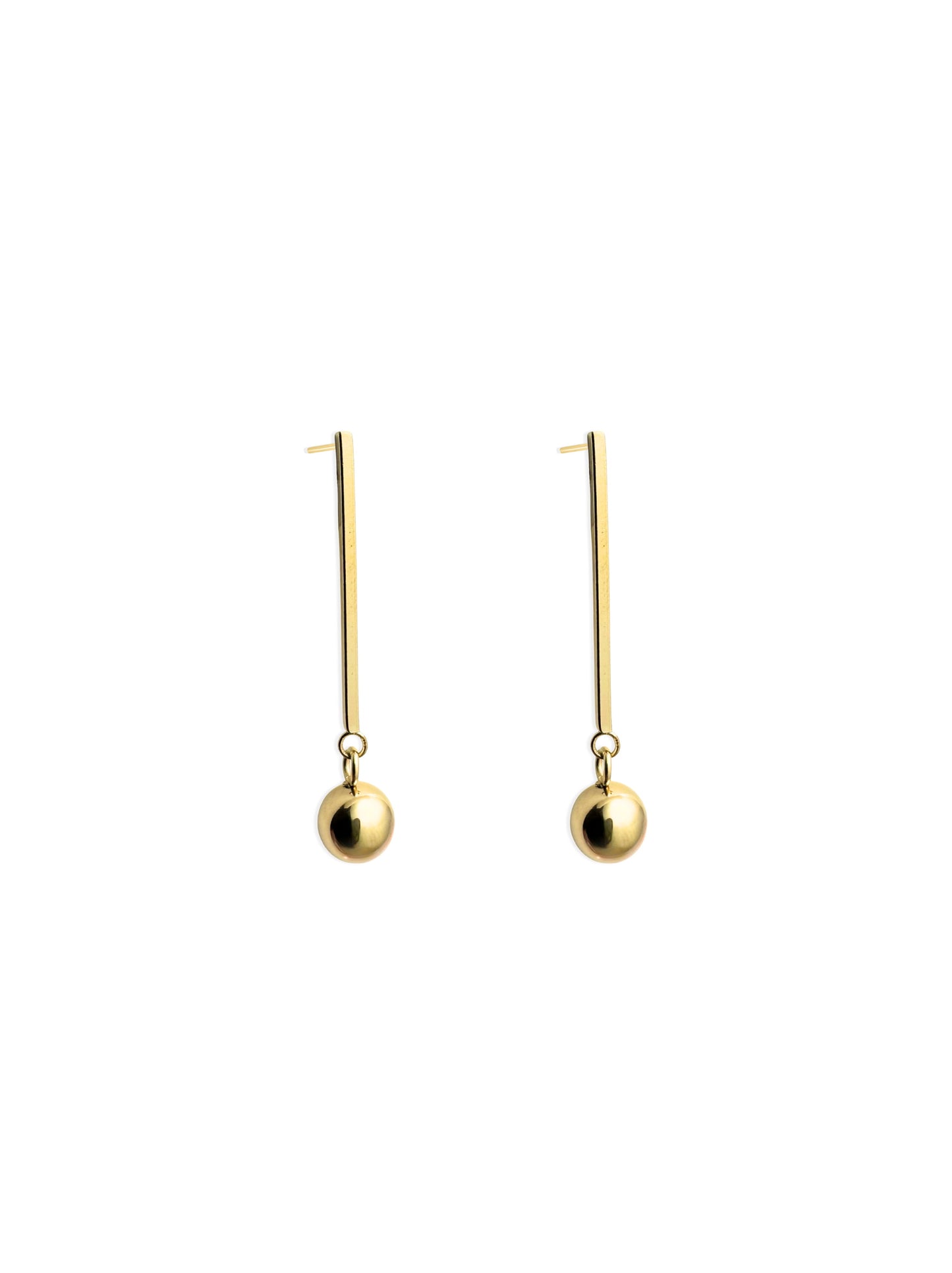 Long golden steel earrings