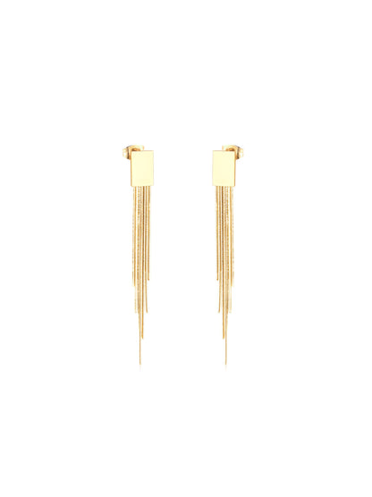 Long gold steel chain earrings