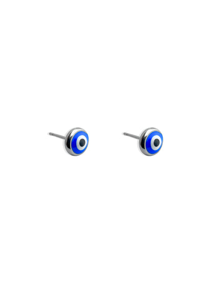 Silver steel eye earrings