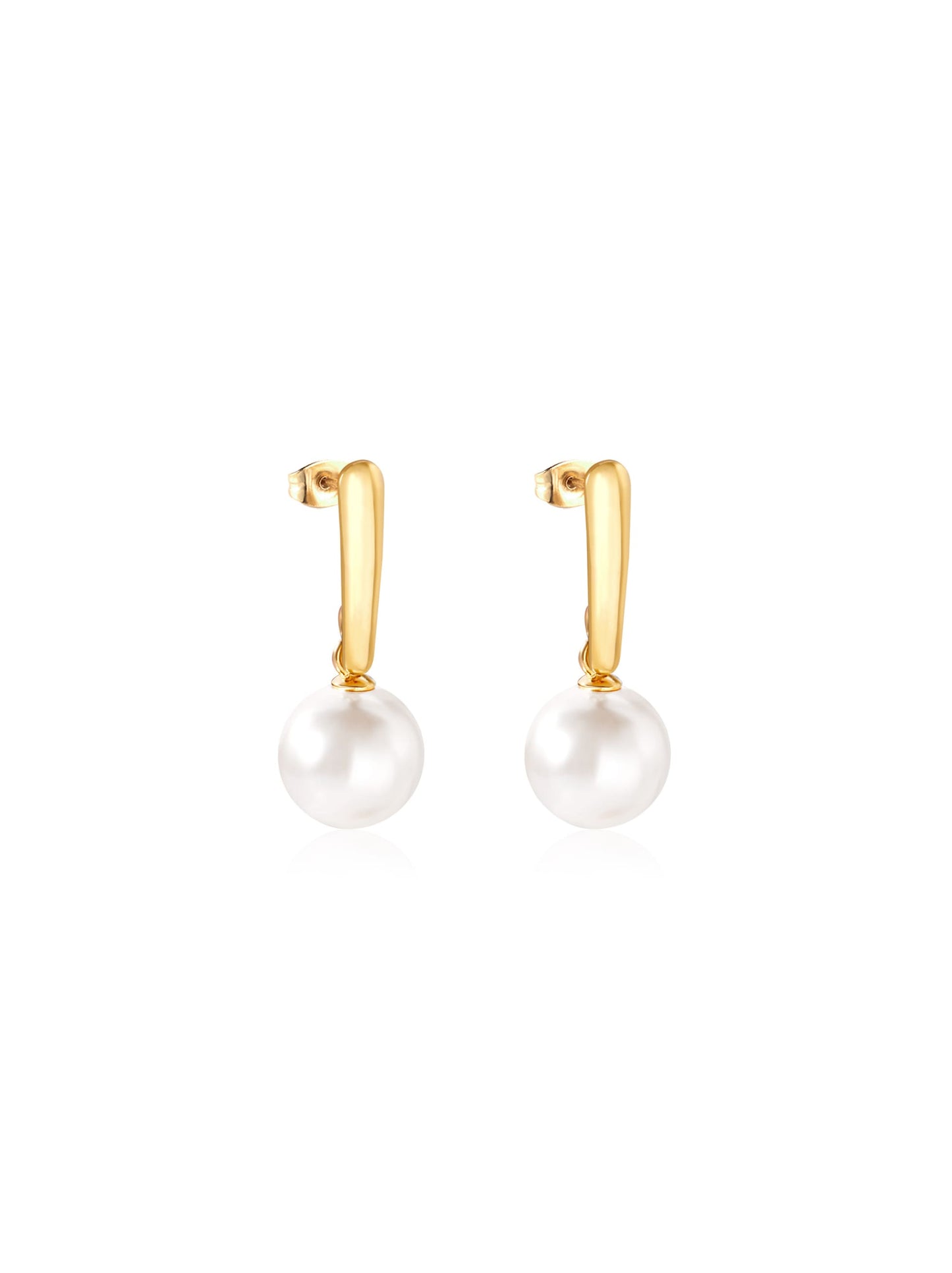 Pearl gold steel earrings