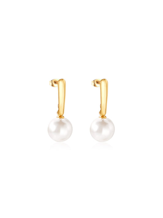 Pearl gold steel earrings