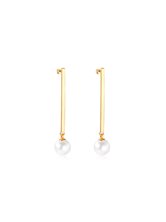 Pearlescent gold steel earrings