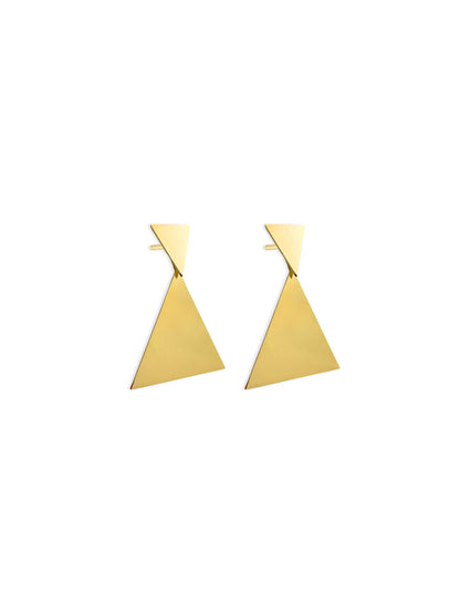 Triangle gold steel earrings