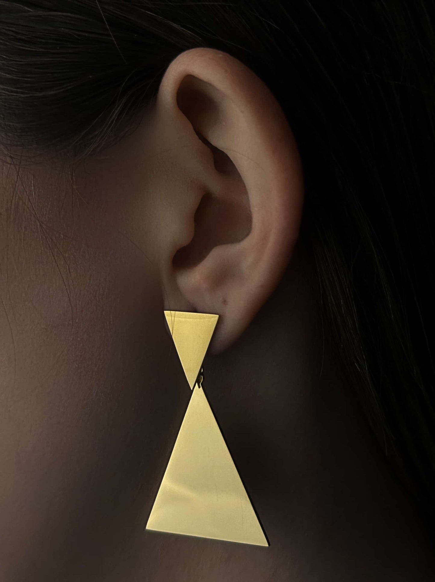 Triangle gold steel earrings