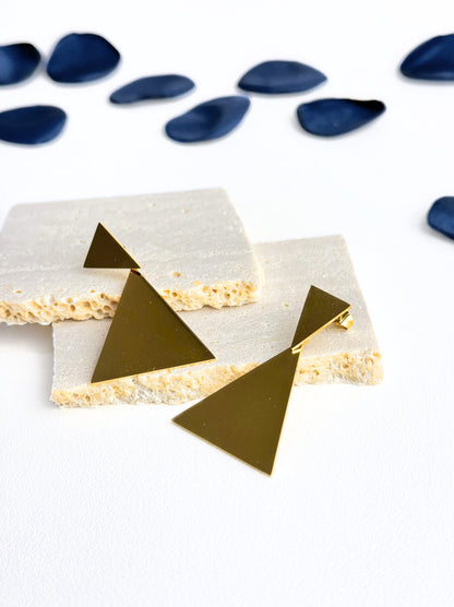 Triangle gold steel earrings