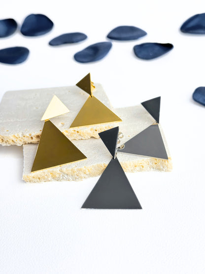 Triangle gold steel earrings