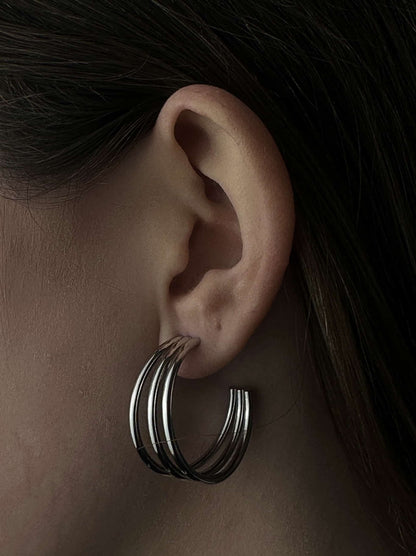 Silver steel hoops