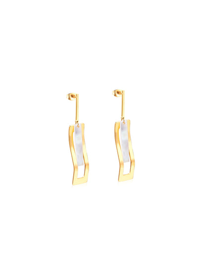 Pearlescent gold steel earrings