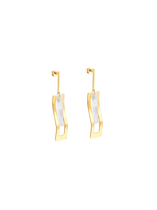 Pearlescent gold steel earrings