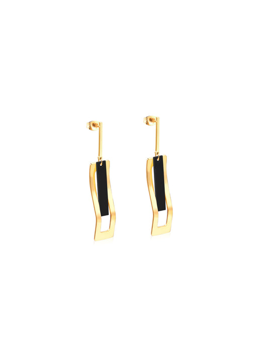 Gold and black steel earrings