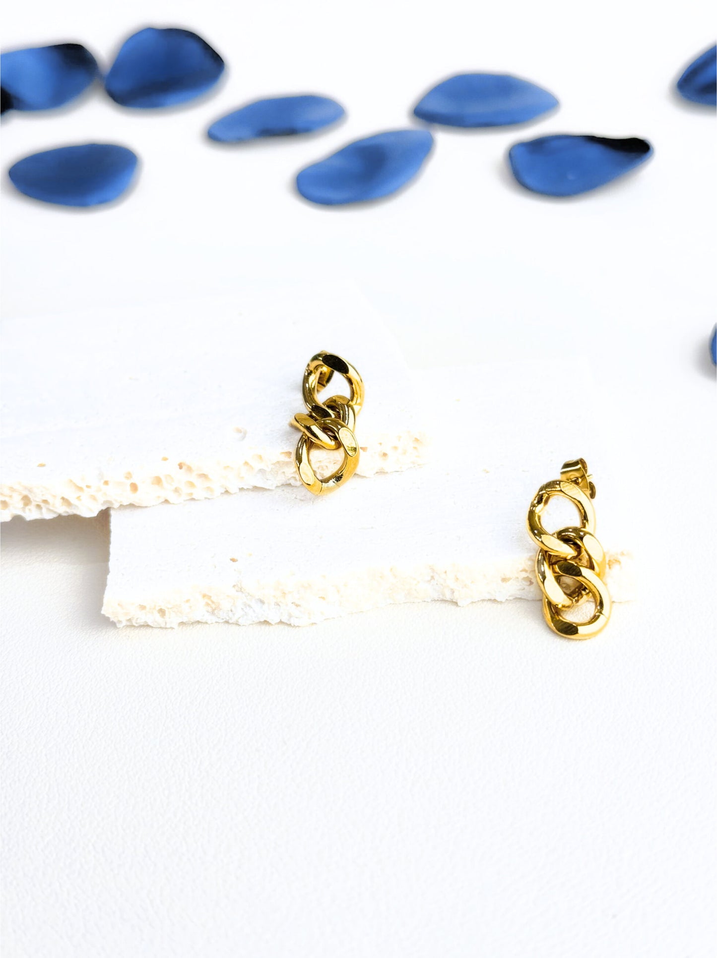 Golden steel chain earrings