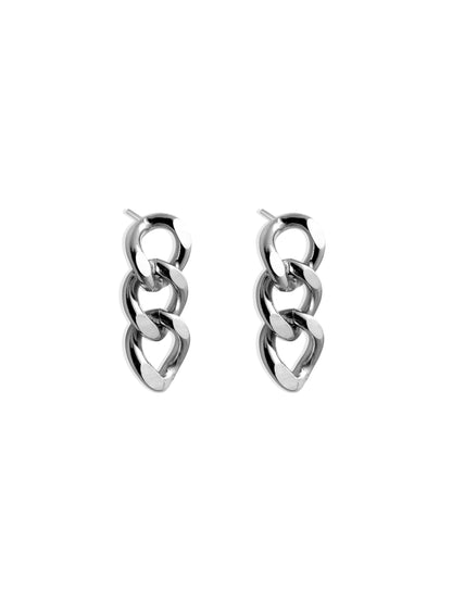 Silver steel chain earrings