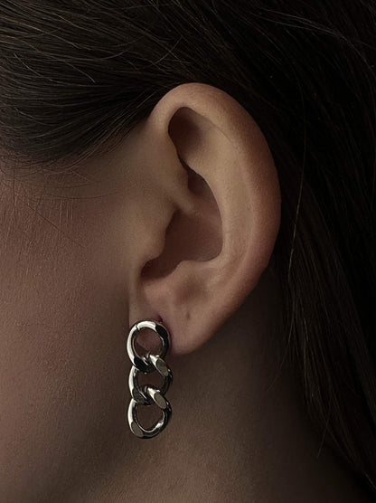 Boucles d'oreilles chaîne en acier argenté