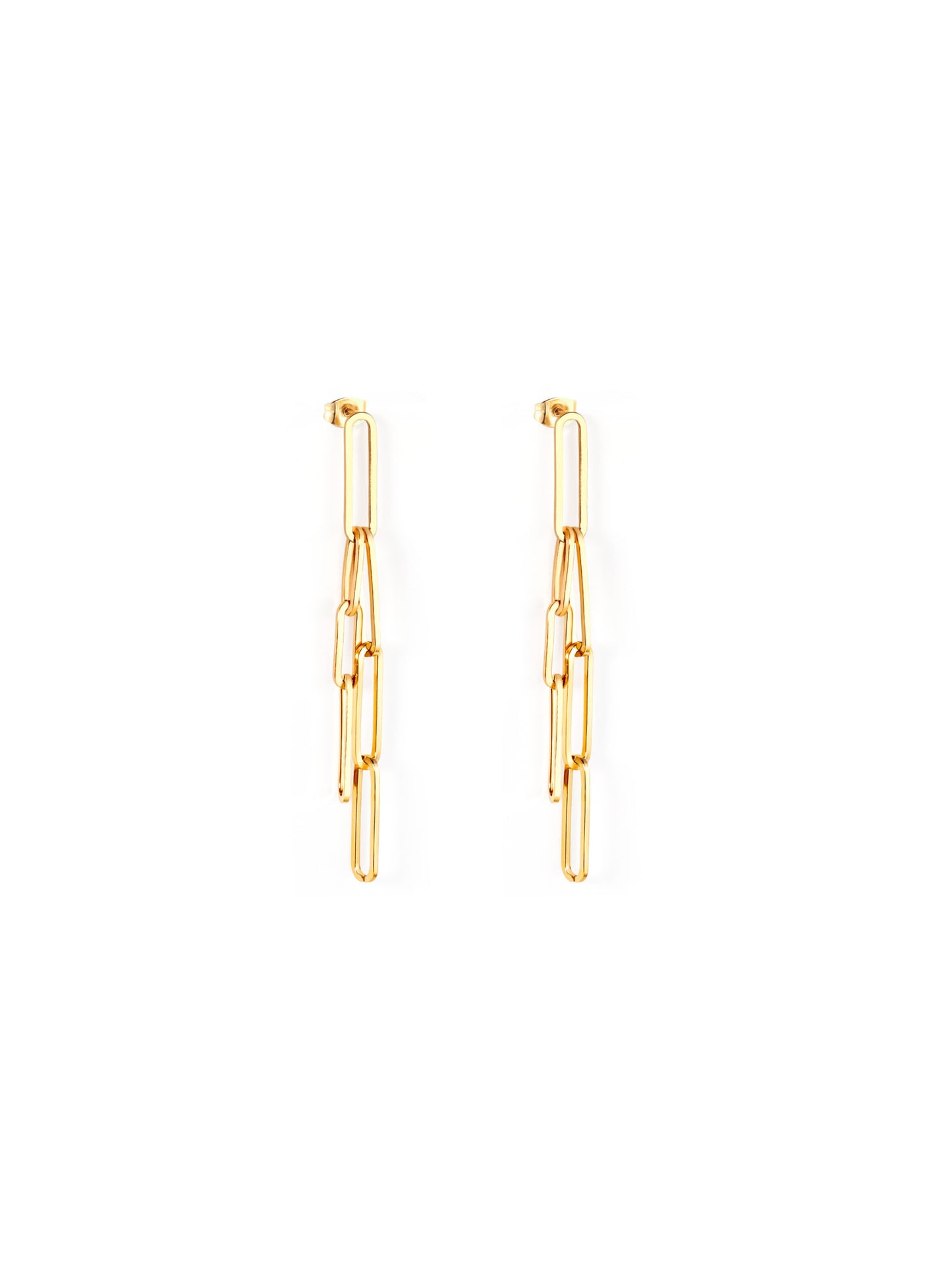 Golden steel chain earrings