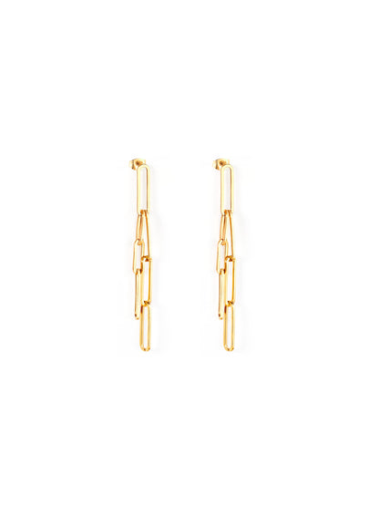 Golden steel chain earrings