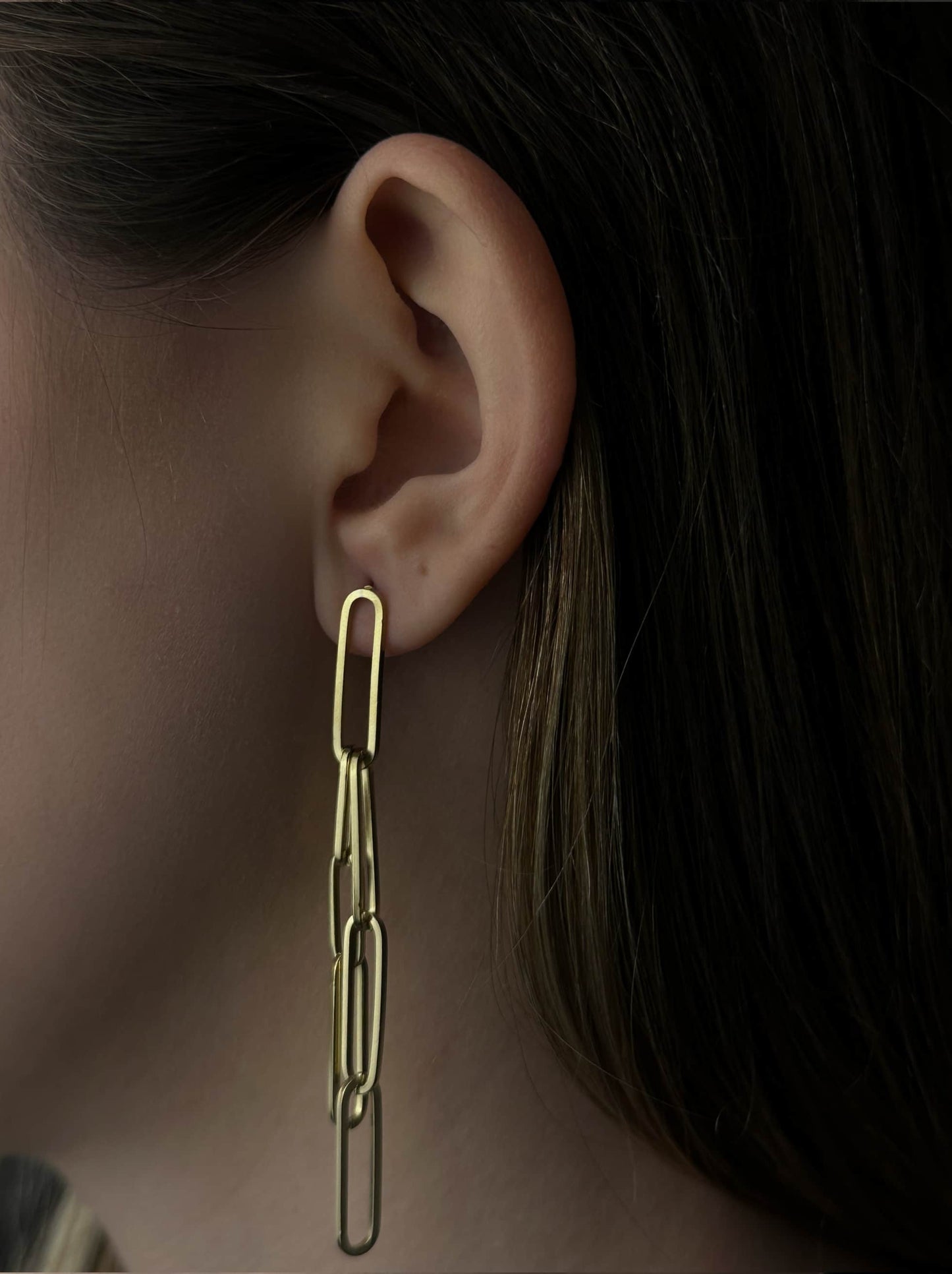 Golden steel chain earrings