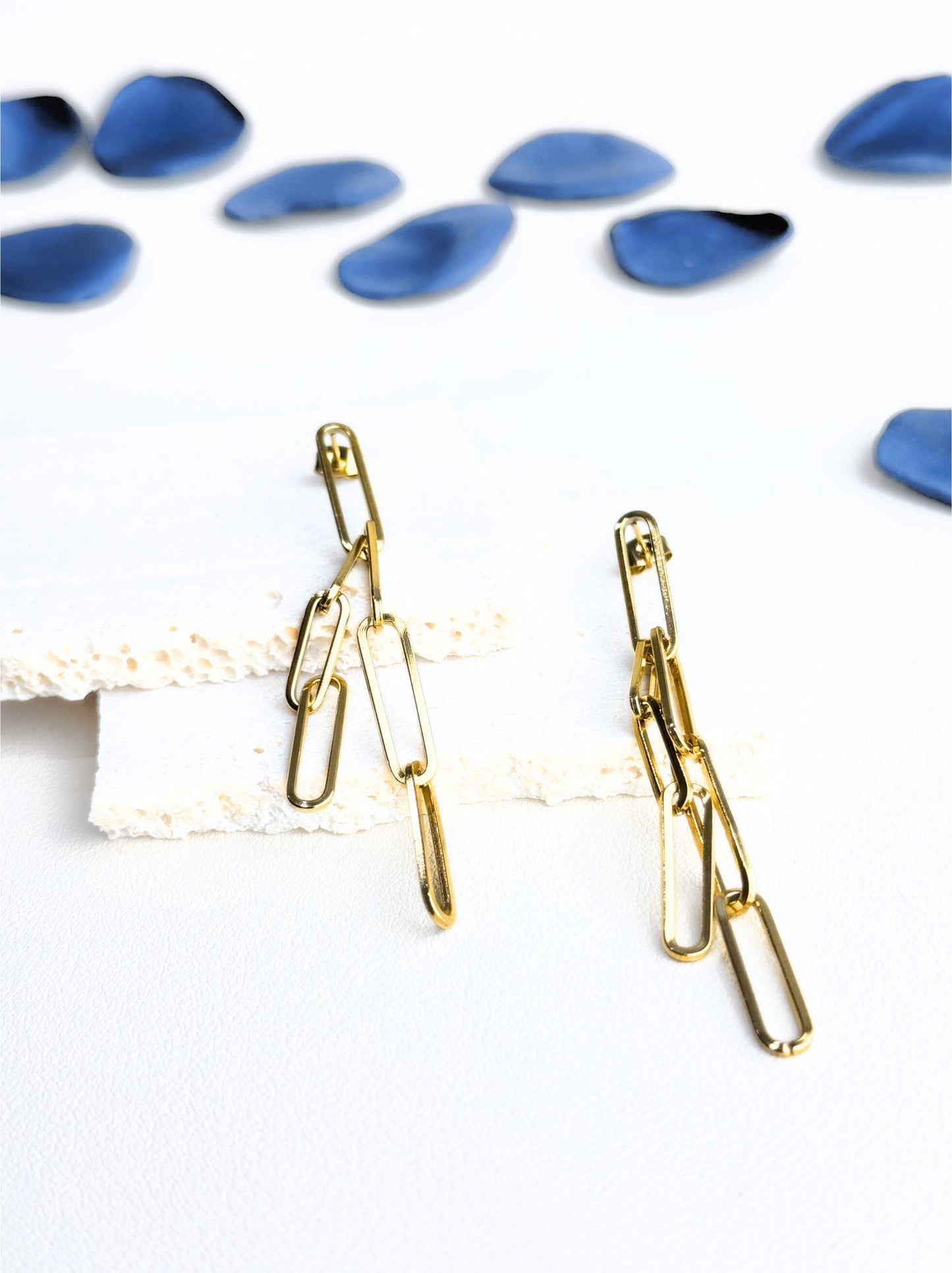 Golden steel chain earrings