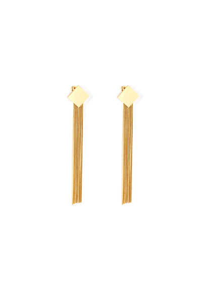 Boucles d'oreilles longues chaîne en acier doré