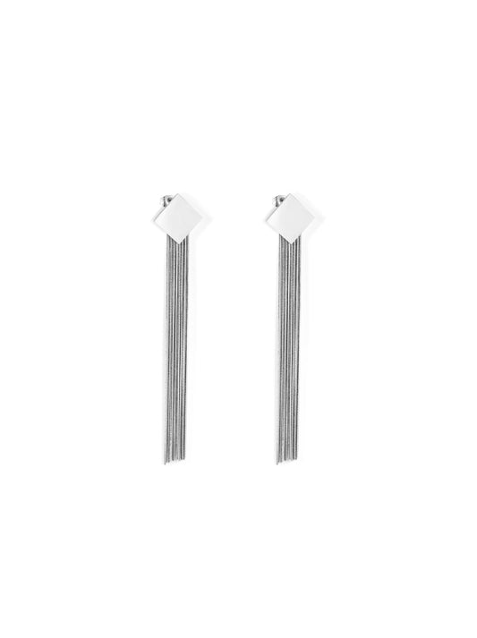 Boucles d'oreilles longues chaîne en acier argenté