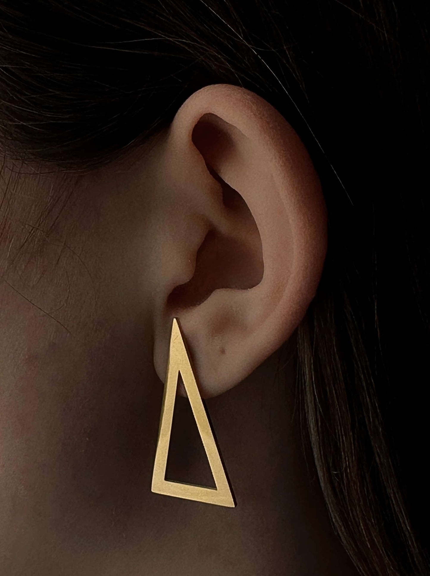 Triangle gold steel earrings