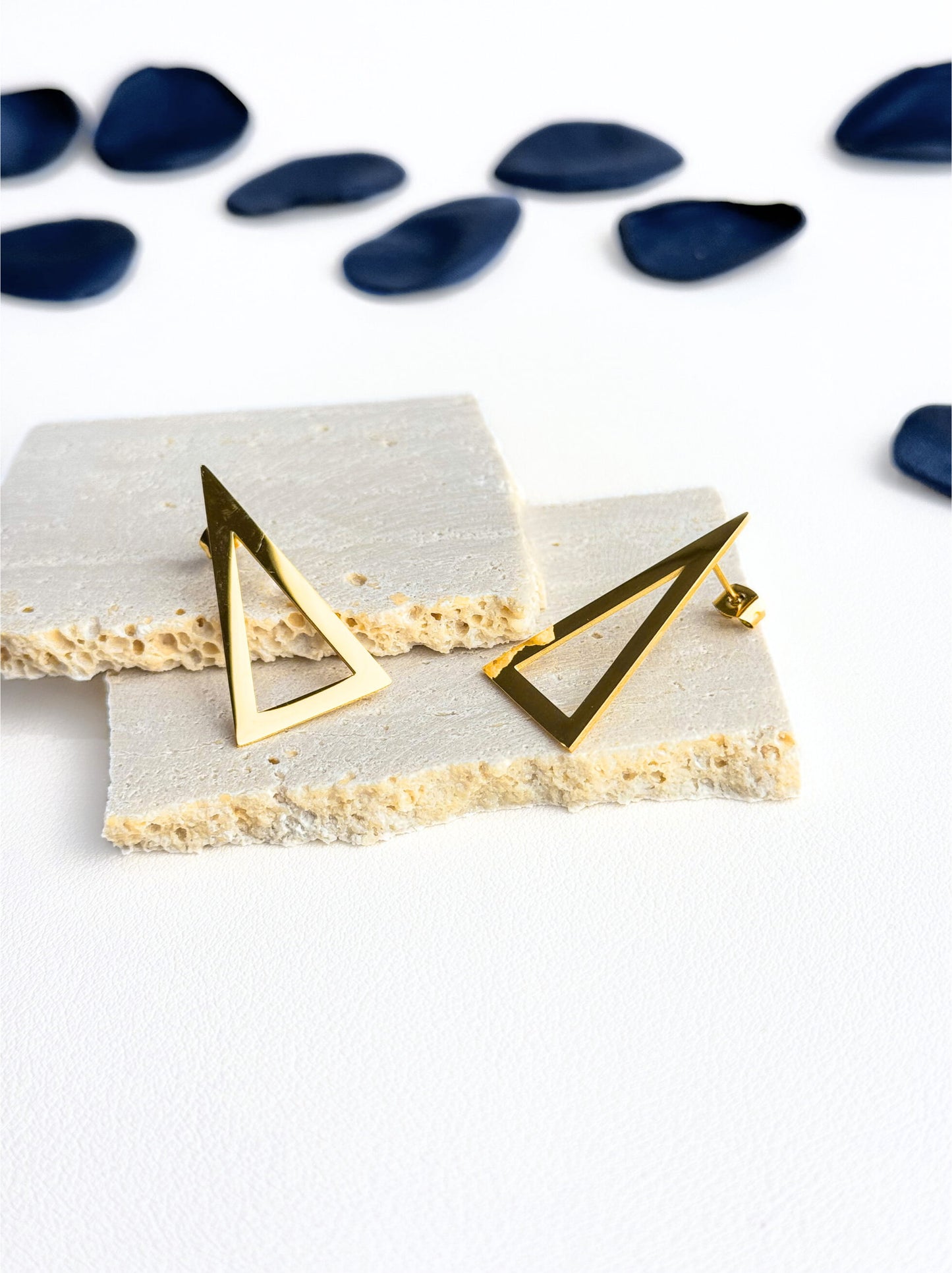 Triangle gold steel earrings