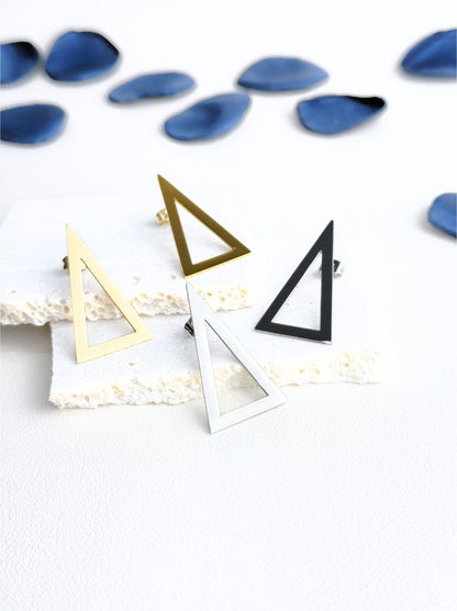 Triangle gold steel earrings