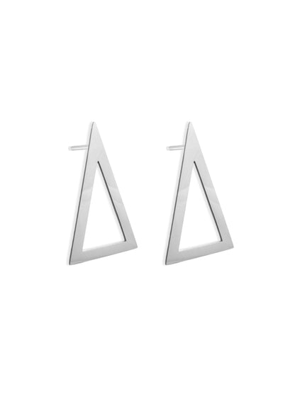 Triangle silver steel earrings