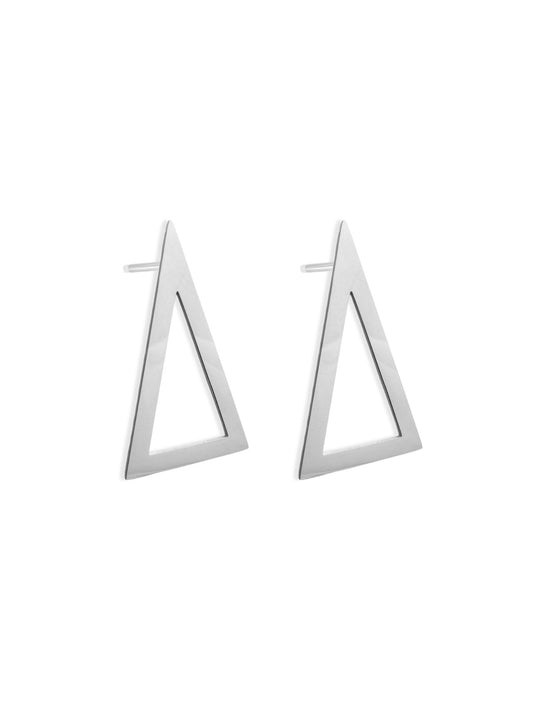 Triangle silver steel earrings