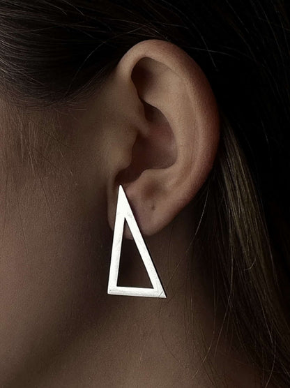 Triangle silver steel earrings