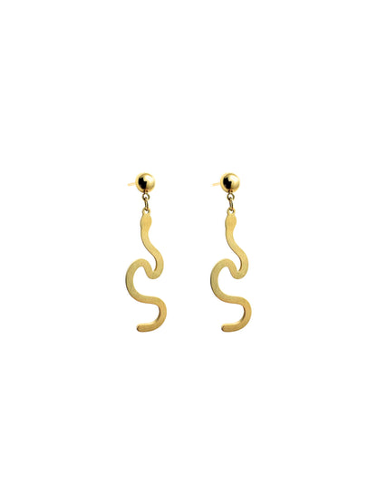 Snake gold steel earrings