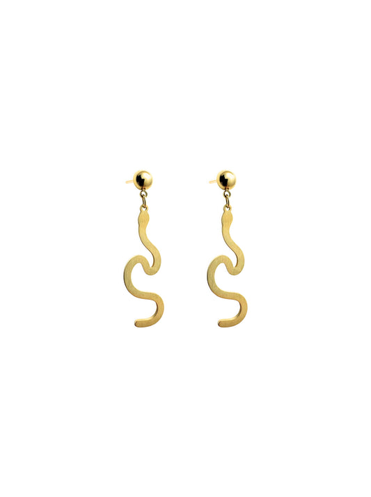 Snake gold steel earrings