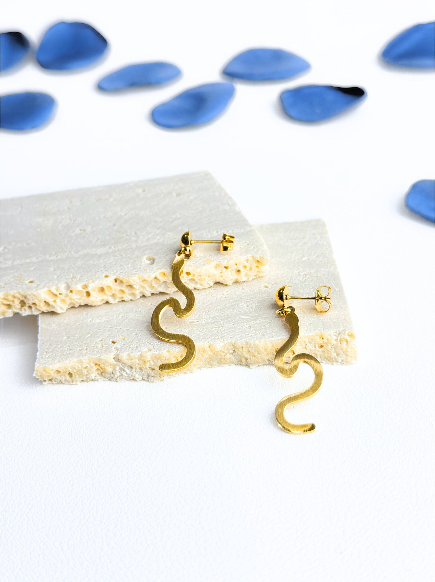 Snake gold steel earrings