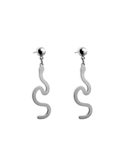 Snake silver steel earrings