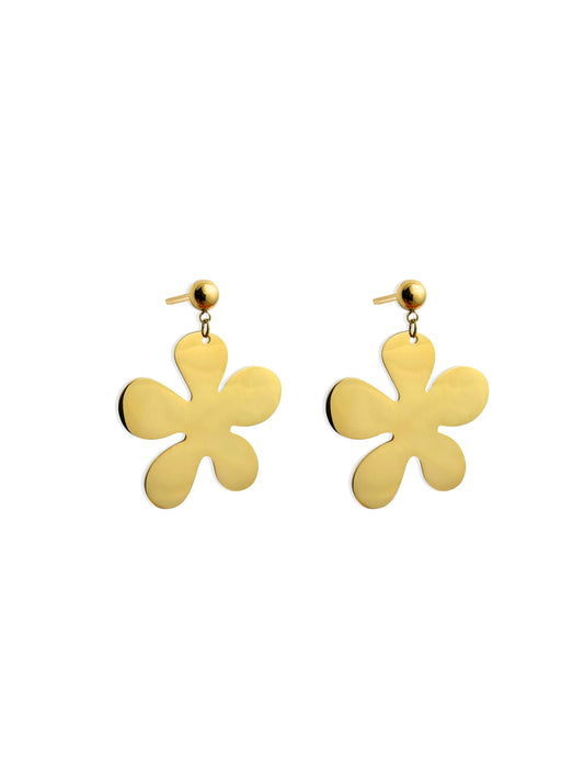 Flower gold steel earrings